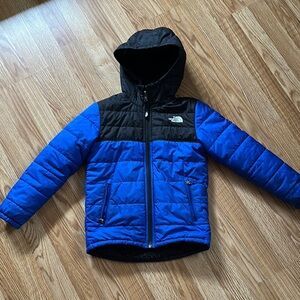 The North Face Black and Blue Puffer Jacket Reversible Sherpa